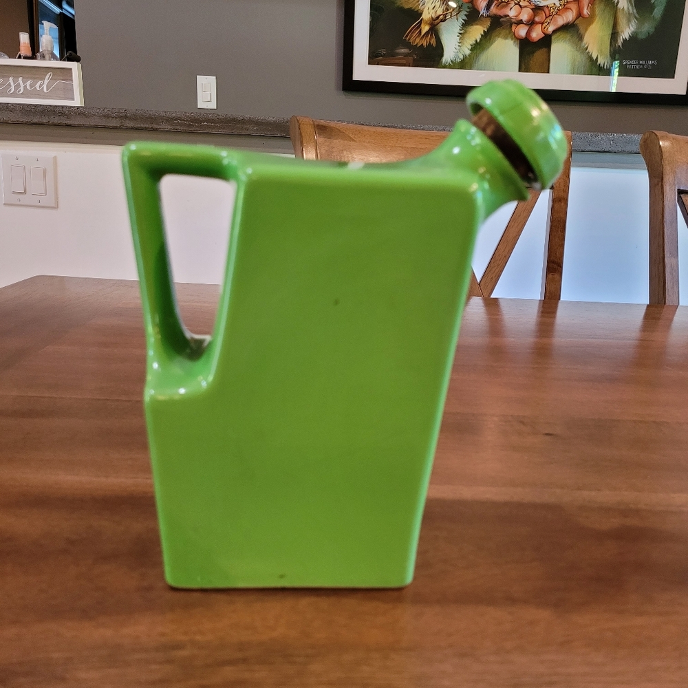 Vintage Oxford Ware USA pottery pitcher jug green mid century modern